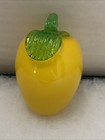 Vintage Murano Style Art Glass Lemon Figurine Blown Fruit Green Leaf Decor 3 5   