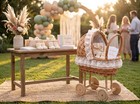 Wicker Baby Carriage For Baby Shower  Lace Basket Stroller Prop