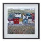 Set Of Two Gray Green And Yellow Wood Square Framed Art