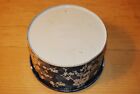 Daher Blue   White Blossoms Round Tin Trinket Box W lid Vintage Made In England