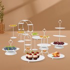 Black Cake Stand Round Dessert Display Metal Cupcake Stand Fruit Snack Stand