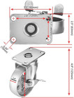 Heavy-duty 4  Steel Swivel Caster Wheels With Brake Lock - Gray Finish
