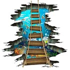  3d Floor Stickers sea World Fish Ocean Wooden Bridge Pvc Art Wall Ocean Bridge