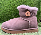 Ugg Women Mini Bailey Button Ii Brown Sheepskin Boots 1016422     Size 5
