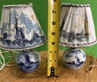 Lamp-vtg Windmill Delft Blue   White Unmatched Pair -need Work