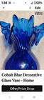 Cobalt Blue Glass Flower Vase 8 In Ruffled Rim Swirl Pattern Glossy Finish