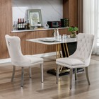 Set Of 2 Velvet Upholstered Dining Chair High Back Chair With Silver Metal Leg