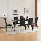 7 Pcs Kitchen Dining Set Modern Breakfast Furniture Wood Top Table   6 Chairs