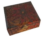 Vintage Flemish 688 Pyrography Burnt Wood Floral Keepsake Trinket Jewelry Box