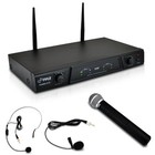 Dual Channel Wireless Microphone System Portable Vhf Audio Mic Set  clip Lavalie