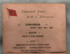 Cunard R m s  Etruria Hard Stock Menu - 1892