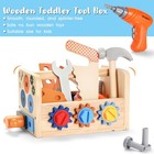 Kids Tool Set With Electric Drill  43pcs Wooden Toddler Tool Bench With Apron   
