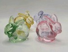 Miniature Art Glass Pastel Color Bunny Candle Holder Set 2     Easter Spring Decor