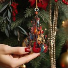 Christmas Tree Wooden Guitar Ornament Xmas Tree Decor Musical Equipment Pendant