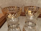 Federal Glass Mcm Gold Leaf Etched Rocks Glasses Set Of 2 Heavy Barware