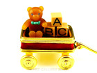 1999 Estee Lauder Toy Wagon Abc Teddy Bear Solid Perfume Compact Mint In Box