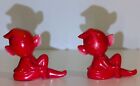 Fairy Pixie Elf Knee Hugger Ceramic Red Sprite Japan Vtg Christmas 1950s Pair