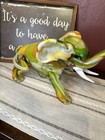 Multicolored Art Glass Decorative Elephant Figurine   Statue