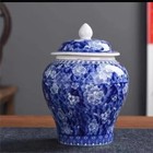 Chinese Blue And White Floral Porcelain Ceramic Vases  Tea Sugar Jar Cont   