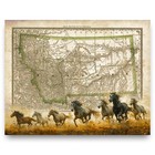 Vintage Montana State Map Art Print Horse Riding Artwork Rodeo Western Decor