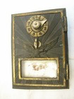 Pair Antique Flying Eagle Mail Post Office Box Door Brass Glass Window Safe