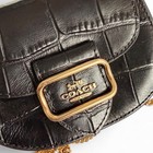 Coach Black Crocodile Embossed Mini Morgan Crossbody Bag Gold Chain Strap