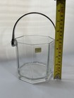 Vintage Luminarc France Glass Ice Bucket Octagon Clear Acrylic Handle Mcm