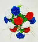 Red White   Blue Carnation 17  Bush Usa Patriotic Holiday Silk Flower In outdoor