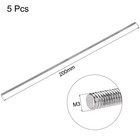 5pcs M3 X 200mm Fully Threaded Rod 304 Stainless Steel Right Hand Threads