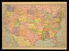 Vintage United States Map Us Wall Art Decor 1930s Small Atlas Map Antique