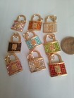 Lot Of 9 Stamped  Designer Button Zipper Pull  Gold  Tone Lv Button Charm 