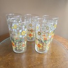 5 Vintage Hazel Ware Festive Floral Retro Glasses 10 Oz 1970s Hippie Boho