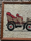 Vintage Mid Century Modern Mosiac Gravel Pebble Framed Wall Art Classic Car