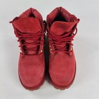 Timberland Kids Waterproof Boots Leather Red Size 11y 11c Gold Eyelets