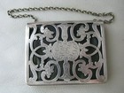 Antique Art Nouveau Floral Silver Card Case Leather Wallet Purse 1909   2
