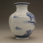 Chinese Blue And White Porcelain Qing Kangxi Landscape Pattern Vase 7 50 Inch