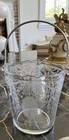 Vintage Cambridge Candlelight Etched Floral   Scrolls Handle Ice Bucket  5 5 8 