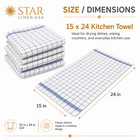 15 X 24 Kitchen Hand Dish Towels Soft 100  Ring Spun Cotton White   Light Blue