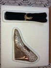Vtg Estee Lauder Solid Perfume Compact Glass Slipper Crystals Knowing Shoe Nos