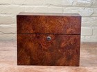 Stunning 19th Century Antique Victorian English Burl Wood 3 Decanter Box Bramah 