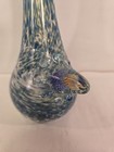 Vintage Blown Glass Vase Confetti Pattern With Horn Beautiful Blue Swirl