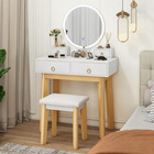 Vanity Desk With Mirror And Lights  White Makeup Vanity Desk With 4 Drawers  3 C