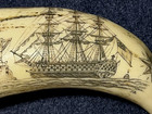 Vintage Replica Scrimshaw Whales Tooth  victory  W  Tall Ship wharf angels 4 5 