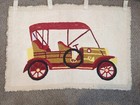 Antique Car Punch Needle Embroidery Rug Or Wall Hanging 35x23 5  Completed