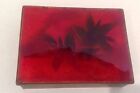 Vintage Signed Winter Enamel On Copper Red Trinket Box