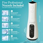 Azzarus   Cordless Water Flosser Portable Rechargeable Dental Flosser 5 Nozzles
