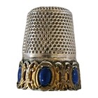 German Continental Silver 800 Gold Thimble Lapis Lazuli Cabochons C1920