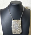 Antique Ladies Sterling Silver Calling Card Case purse C  1910s Carrying Chain