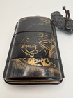 Antique Japanese Lacquer Inro 5-case Gold Maki-e Crane   Rooster W  Netsuke