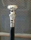 Vintage Antique Wooden Walking Stick Silver Brass Handle Knob Walking Cane Gift 